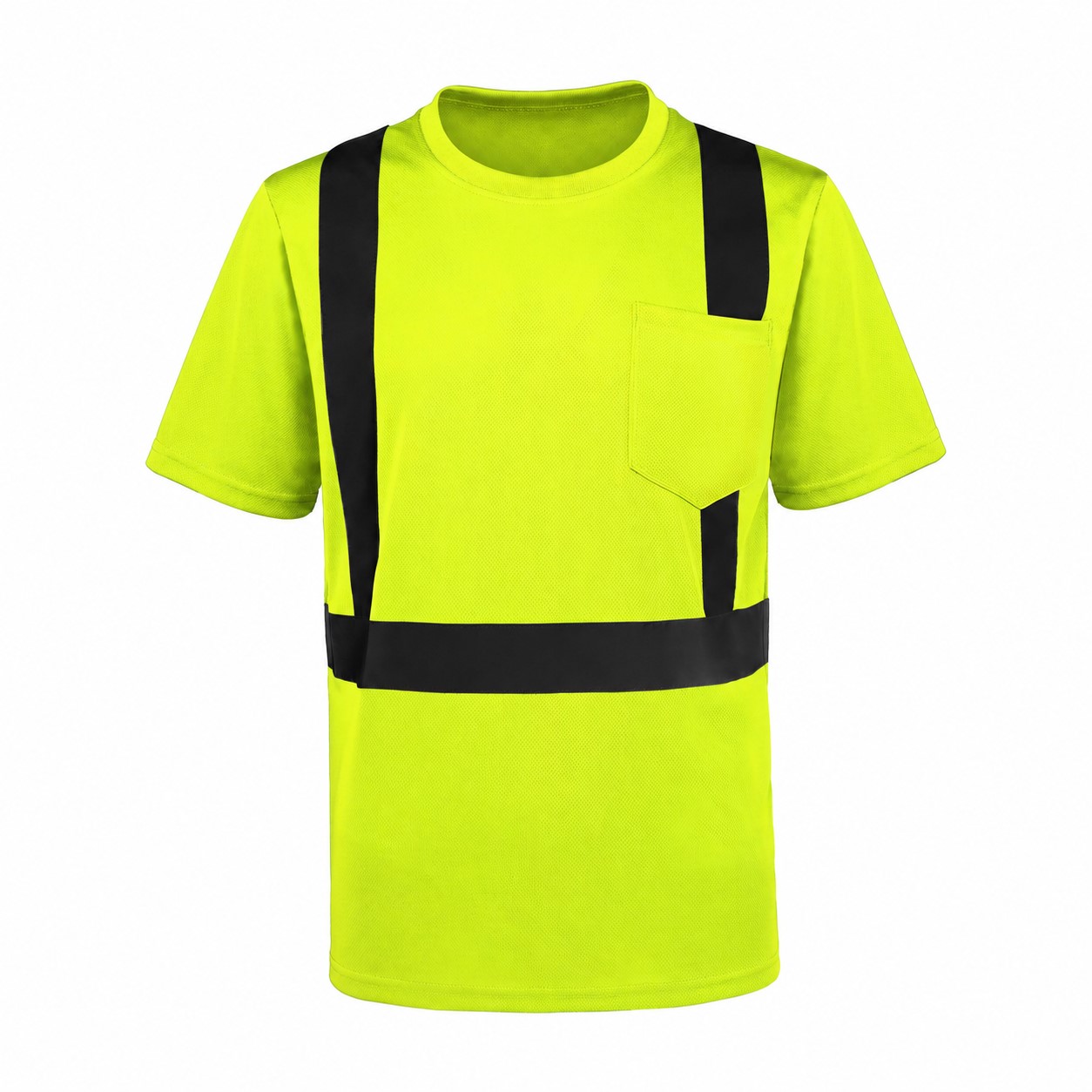 Reflective Safety Pocket T-Shirt — Safety Yellow/Black