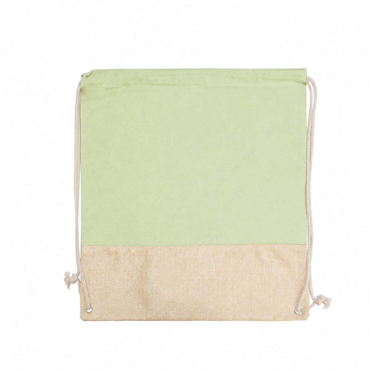 Cotton Metal Grommets Drawstring Bag — Light Green