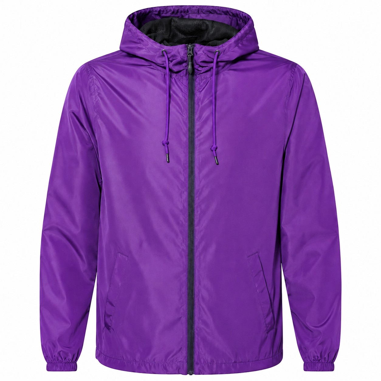 Polyester Hooded Wind Jacket — Purple