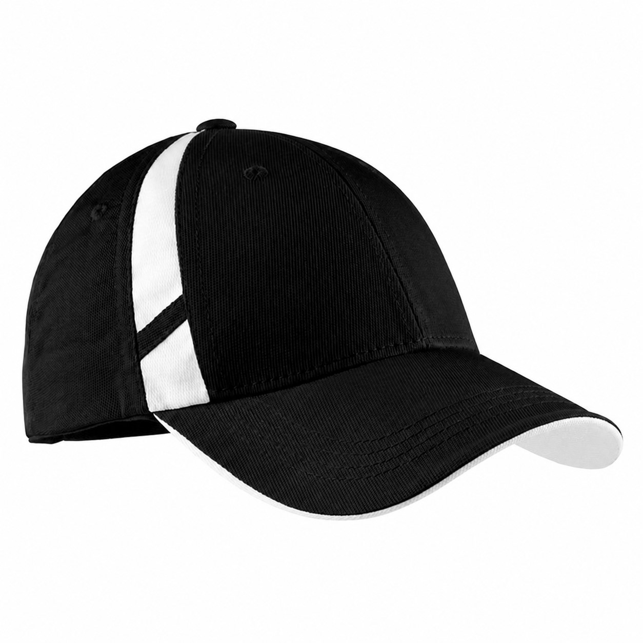Color Block Polyester Sports Cap — Black