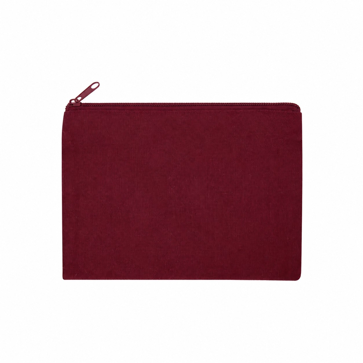 Cotton Solid Travel Pouch — Burgundy Red