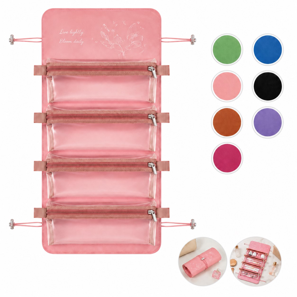 Detachable Pouch Roll Up Makeup Bag