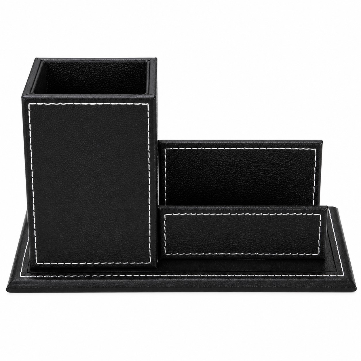 Leather Desktop Organizer With Contrast Stitching — view 2