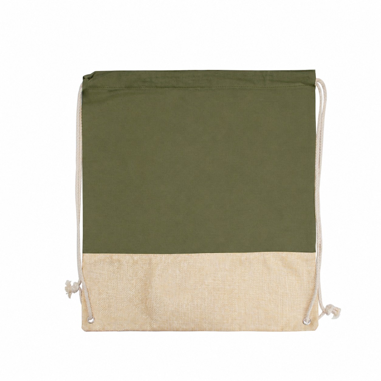 Cotton Metal Grommets Drawstring Bag — Army Green