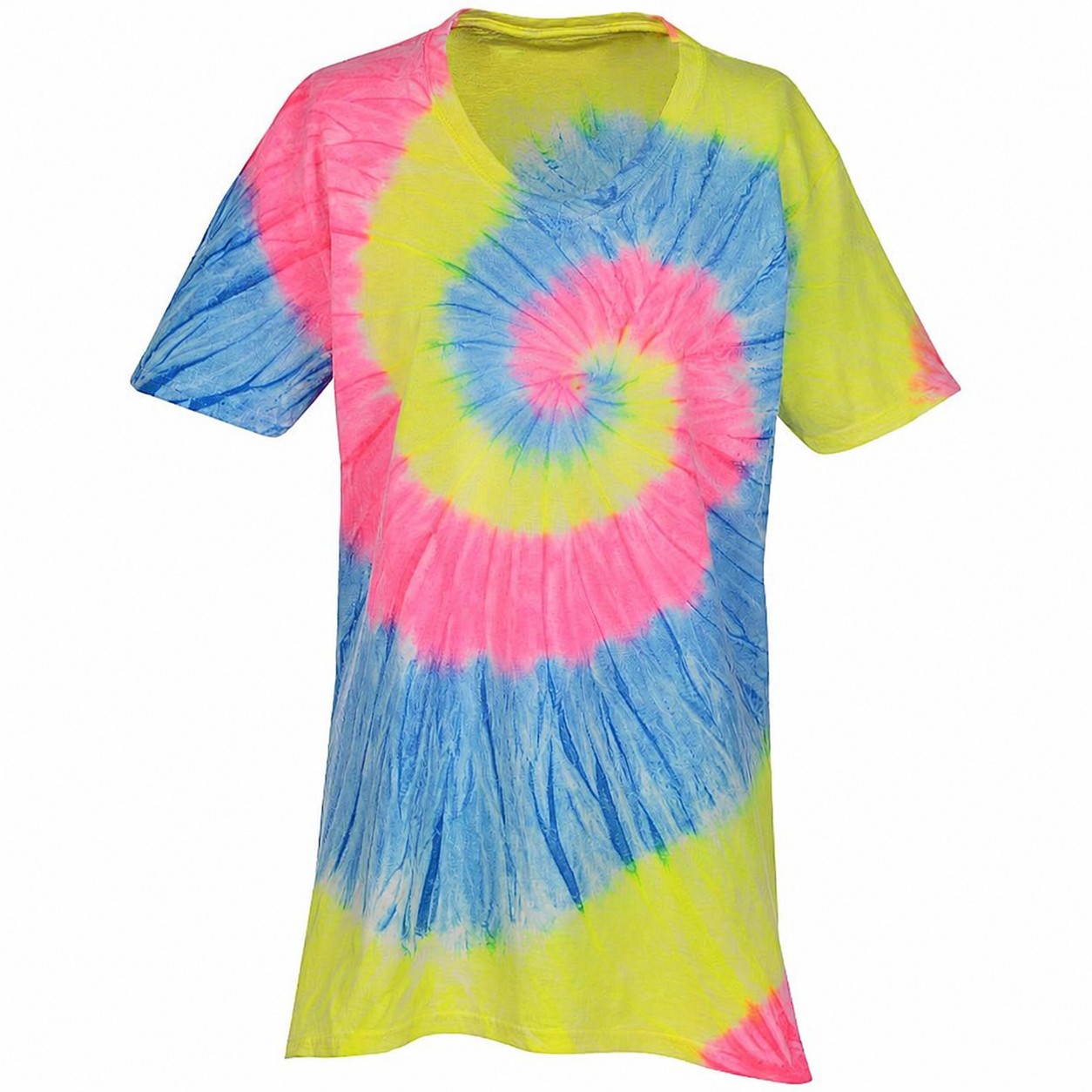 Swirl Tie Dye Cotton V Neck Shirt — view 2