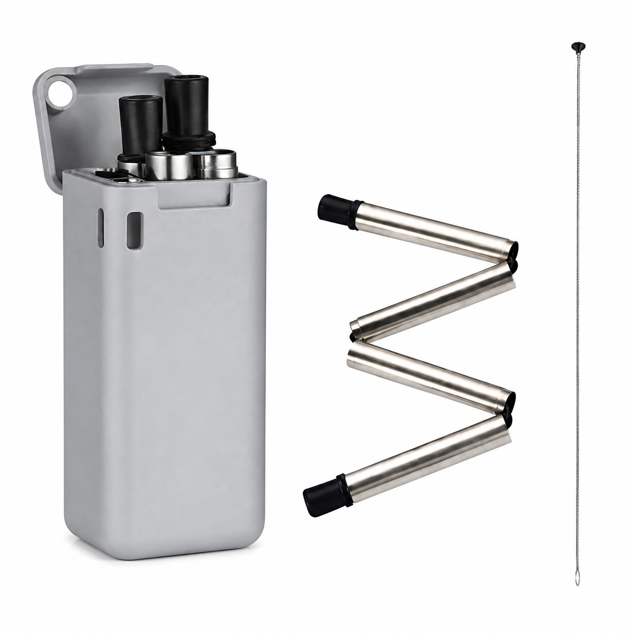 Folding Stainless Steel Straw With Storage Case — view 2