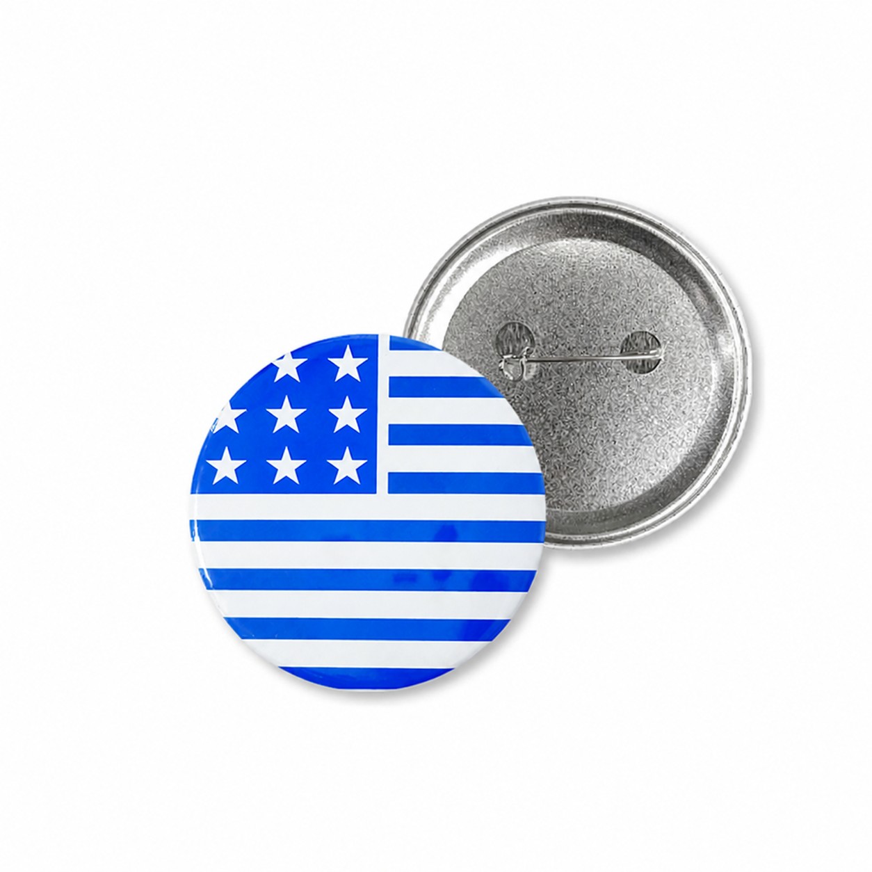 Round Metal Pinback Button — Blue