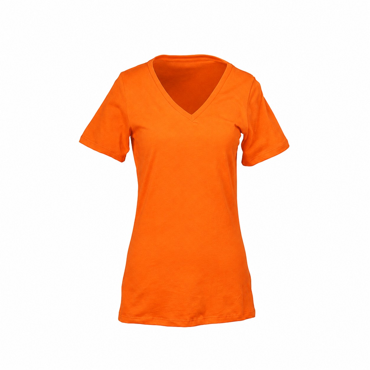 Ladies Ringspun Cotton V Neck Shirt — Orange