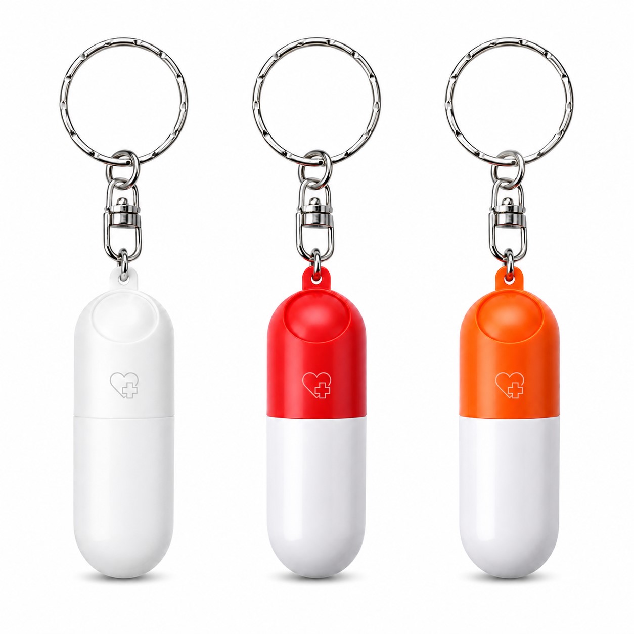 Compact Plastic Capsule Pill Case Keychain