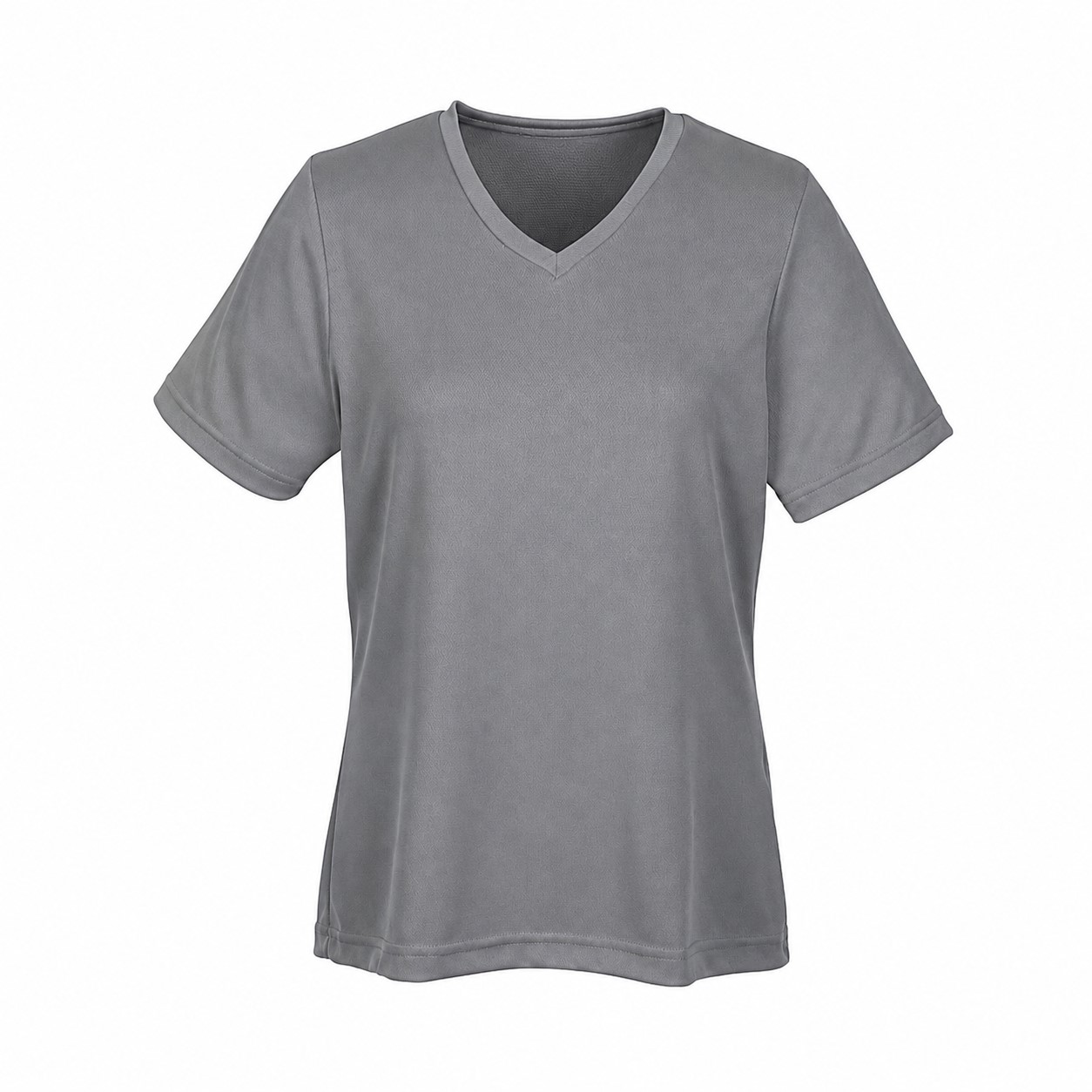 Ladies Mesh Polyester V Neck Shirt — Gray