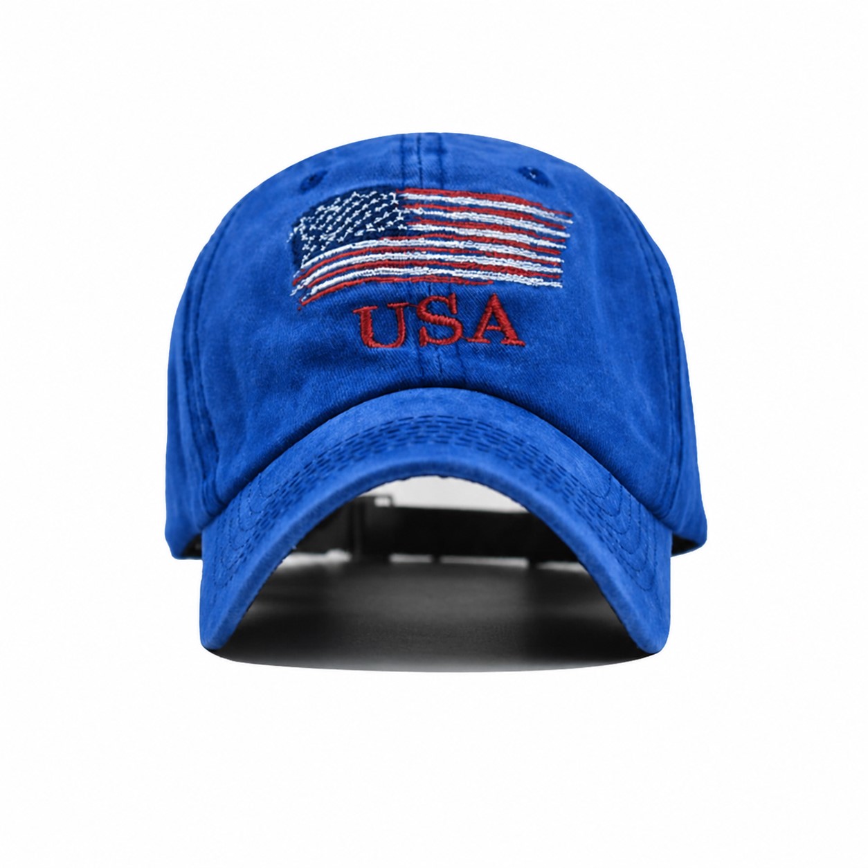 Washed Cotton Curved Brim Baseball Cap — Blue