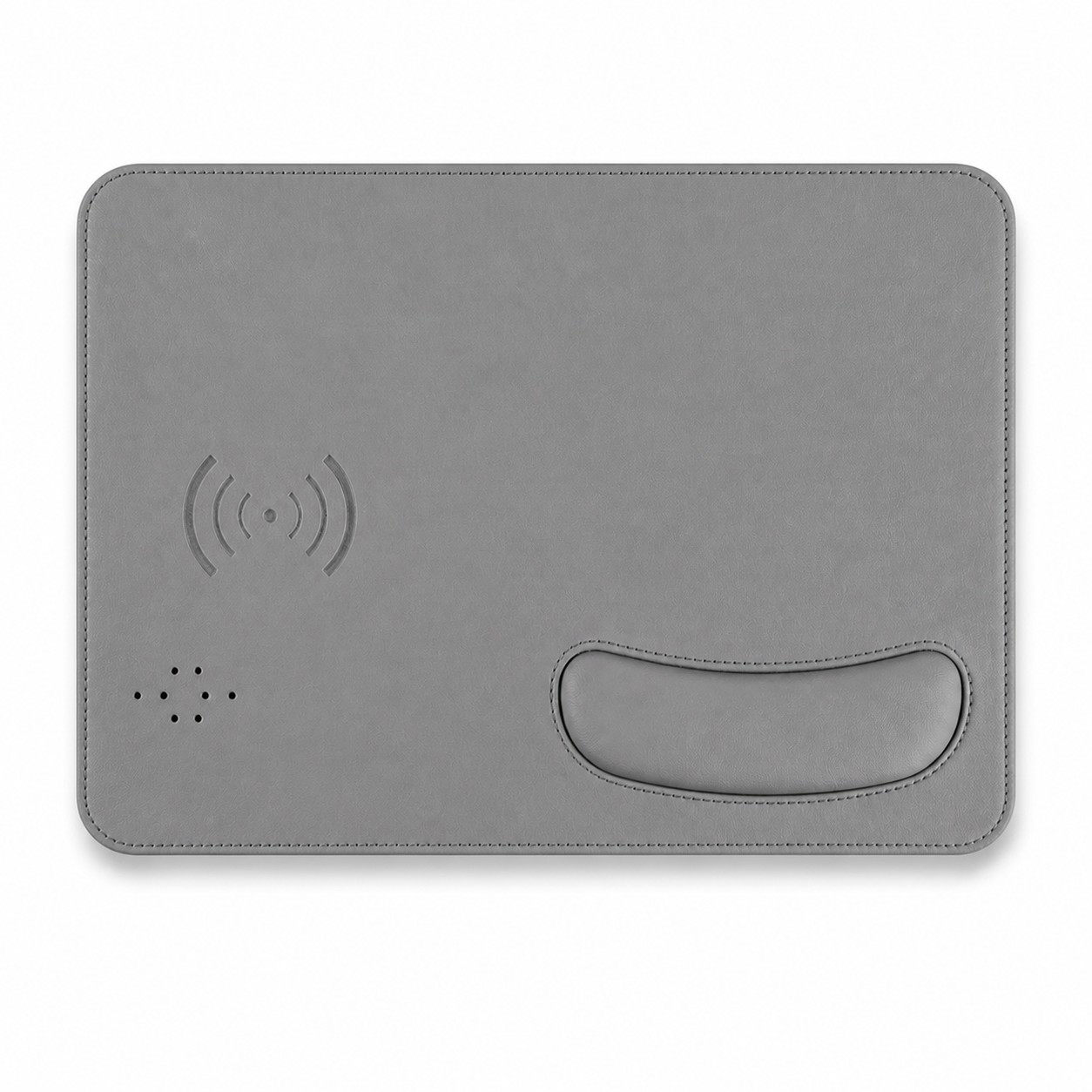 Leather Wireless Charging Desk Pad — Gray