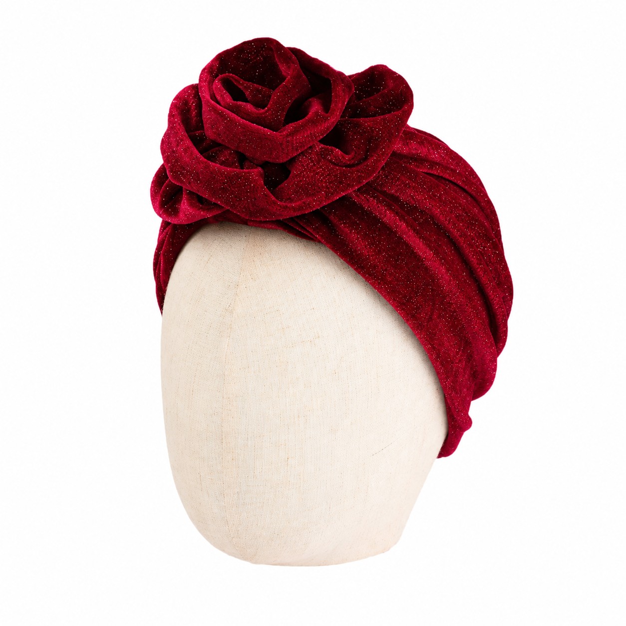 Velvet Rosette Turban Beanie Hat — view 2