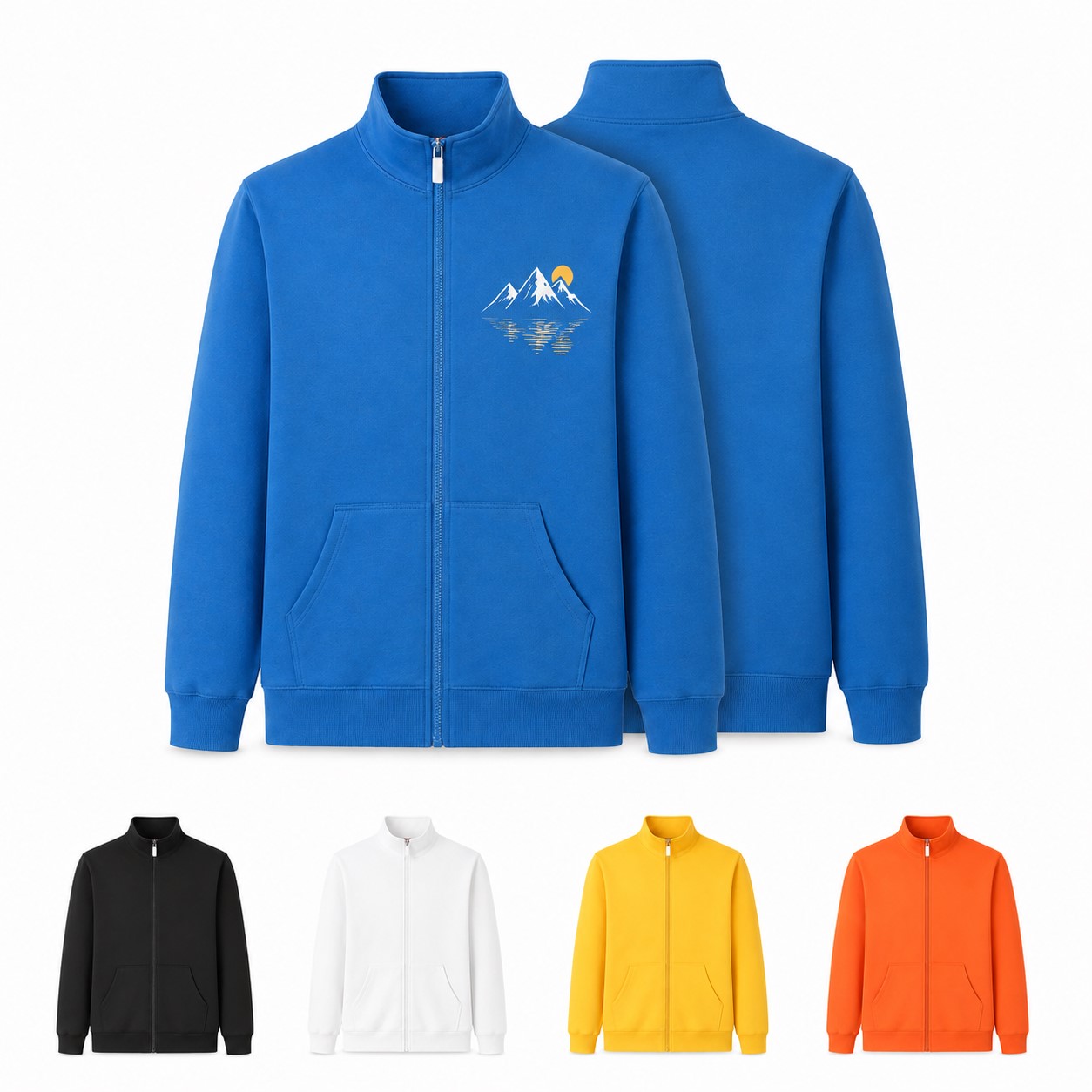 Cotton Blend Stand Collar Zip Jacket