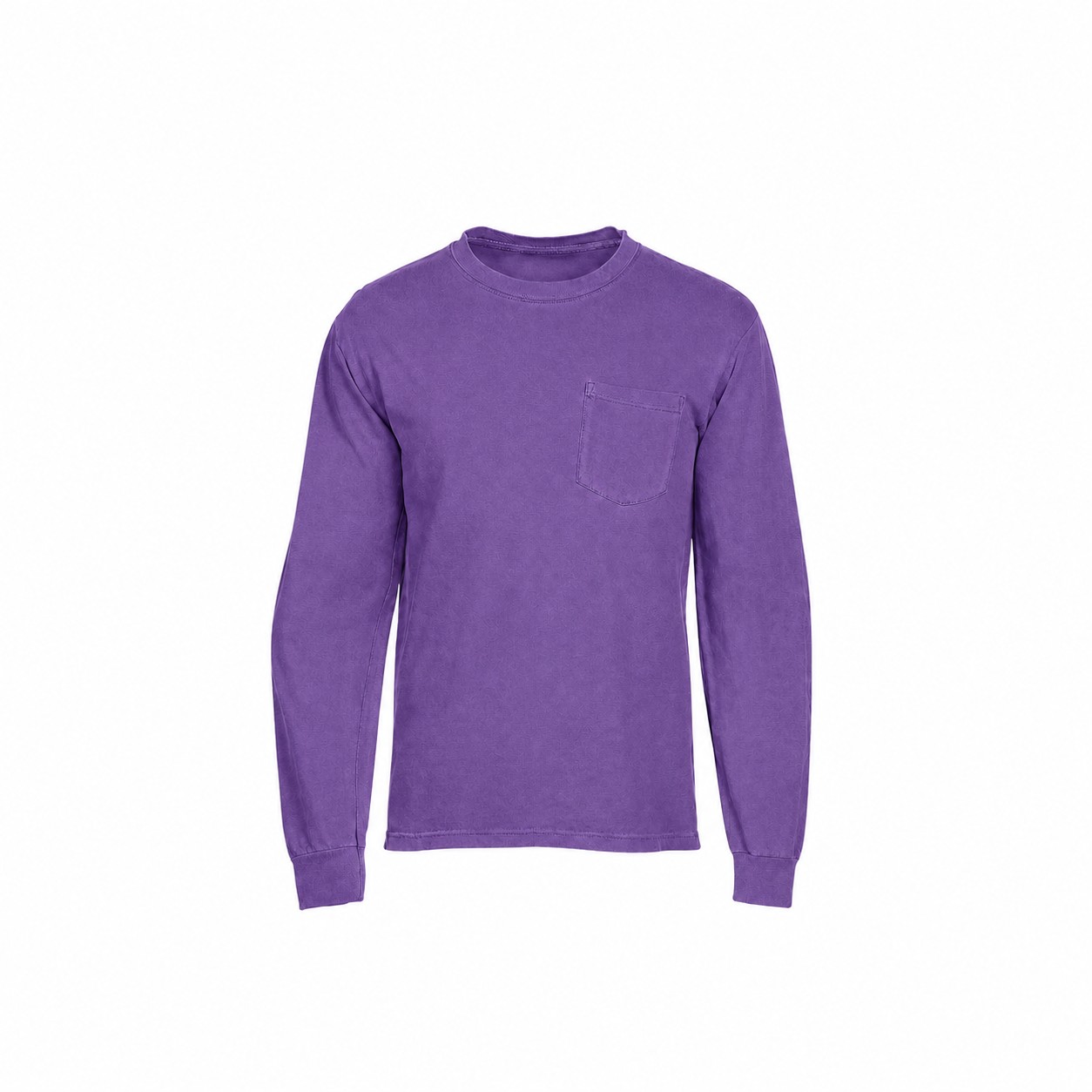 Ringspun Cotton Pocket Long Sleeve Shirt — Purple