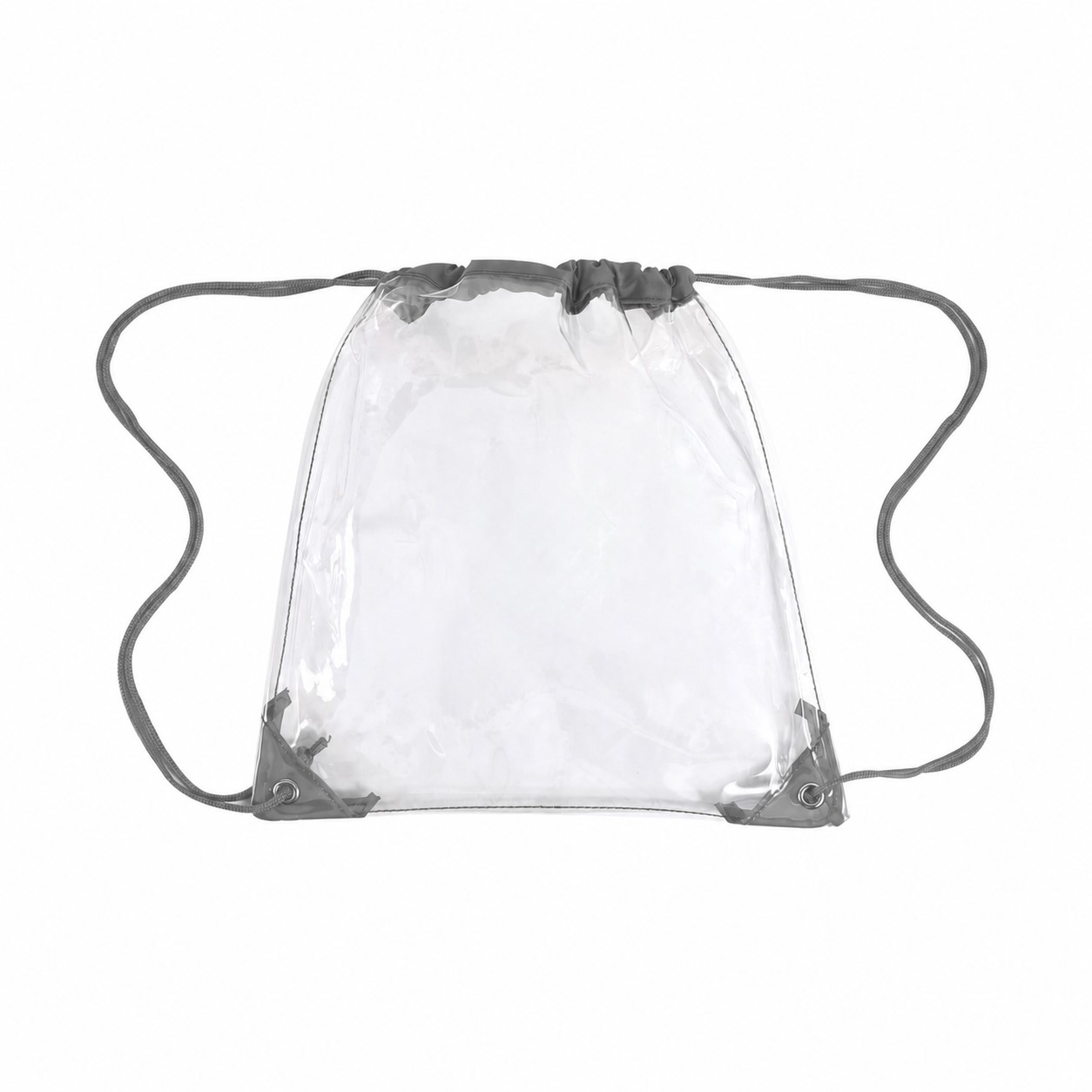 PVC And 210D Polyester Clear Drawstring Bag — Gray