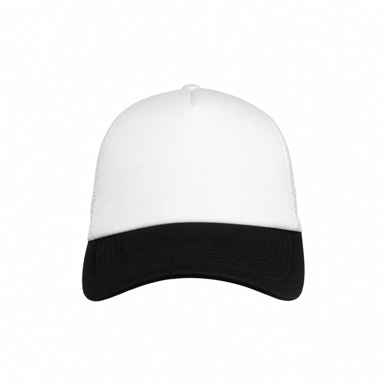 22.8-Inch Five-Panel Foam Trucker Cap — White/Black