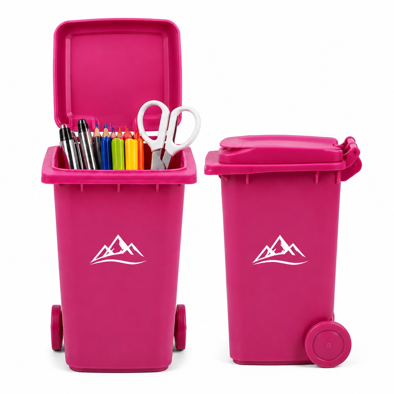 PP Wheeled Trash Can Pencil Holder