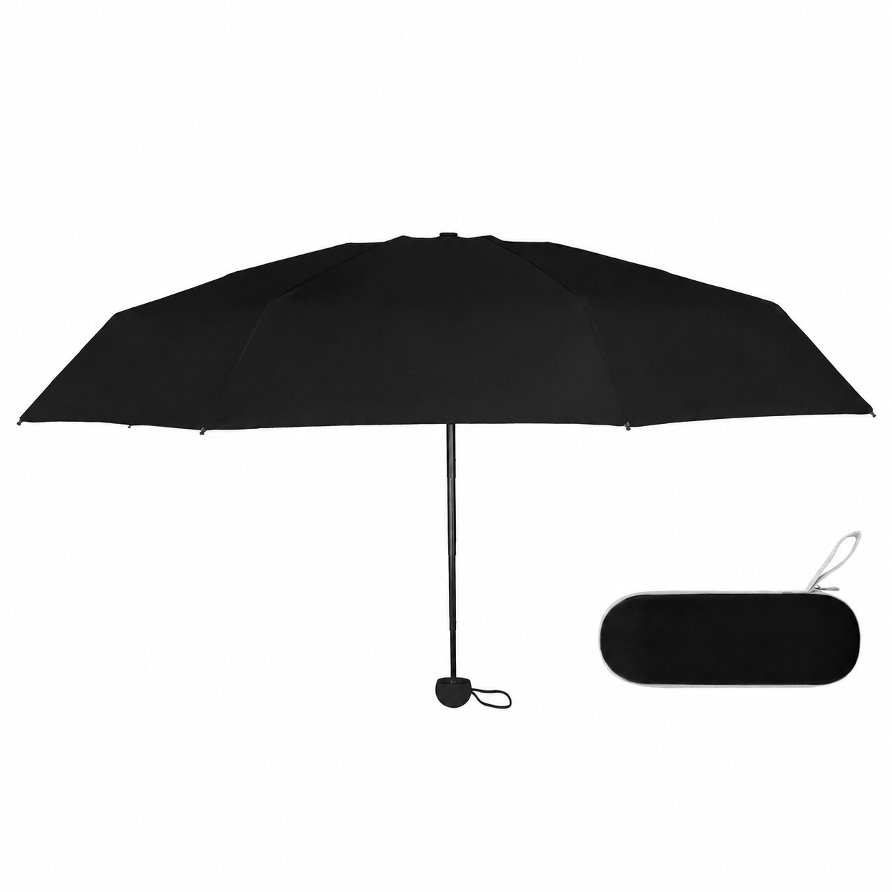 Compact Sun Rain Umbrella Set — Black