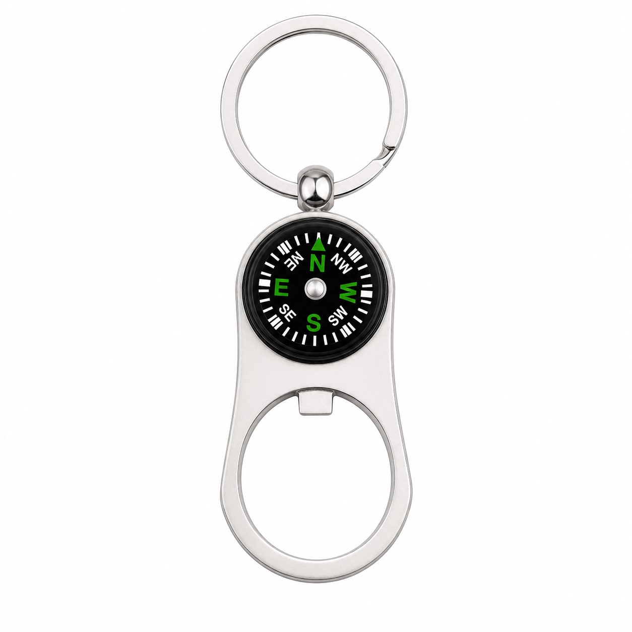 Steel Compass Bottle Opener Keychain — view 2