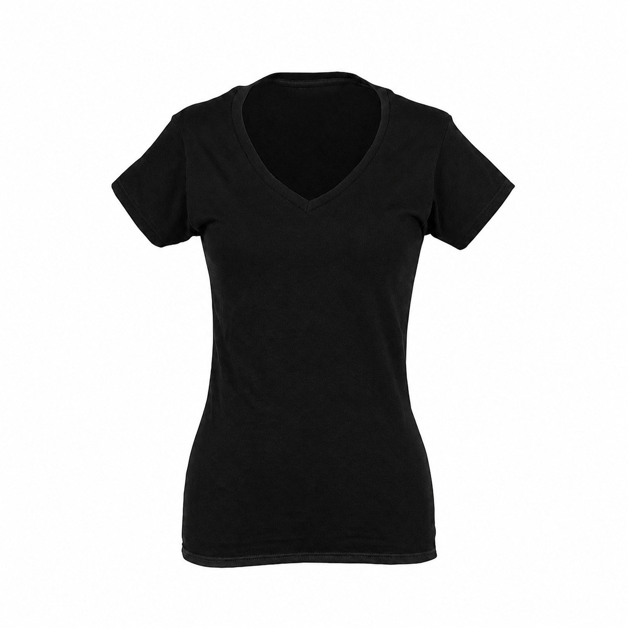 Ladies Soft Ringspun V Neck Tee — Black