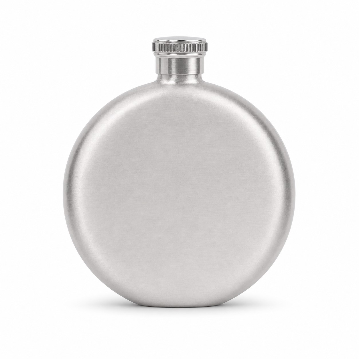 Circular Stainless Steel Eight Ounce Flask — view 2