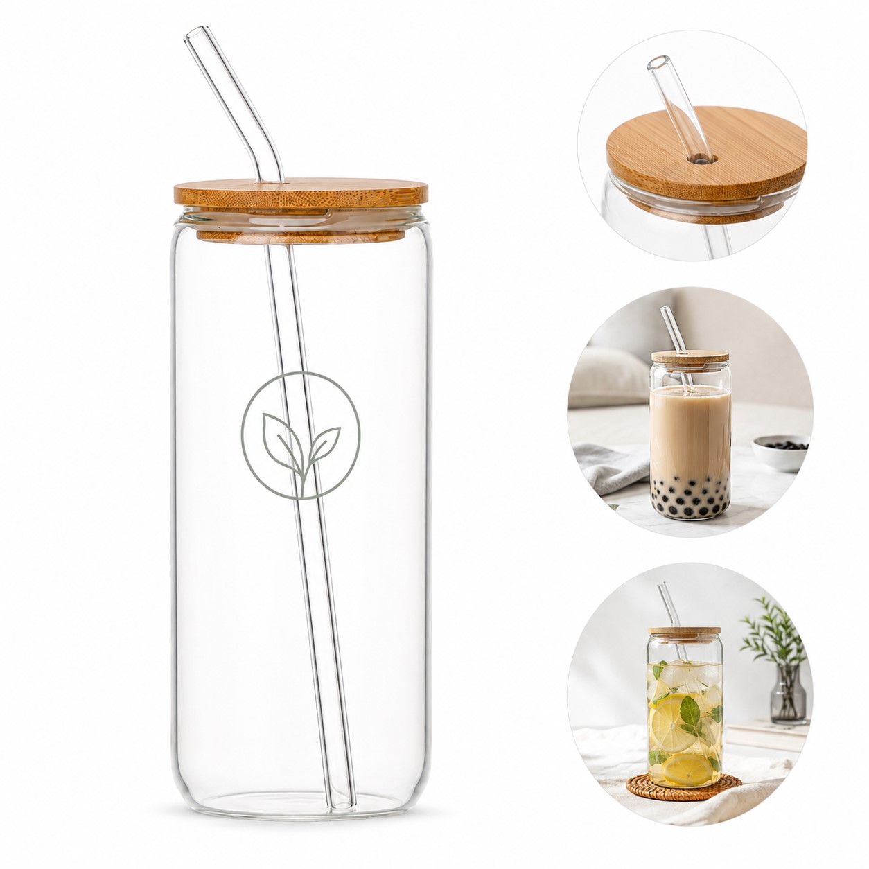 17 Oz Glass Tumbler With Wood Lid