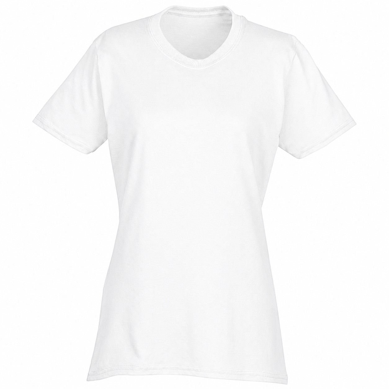 Ladies Cotton Polyester Crewneck Tee — White