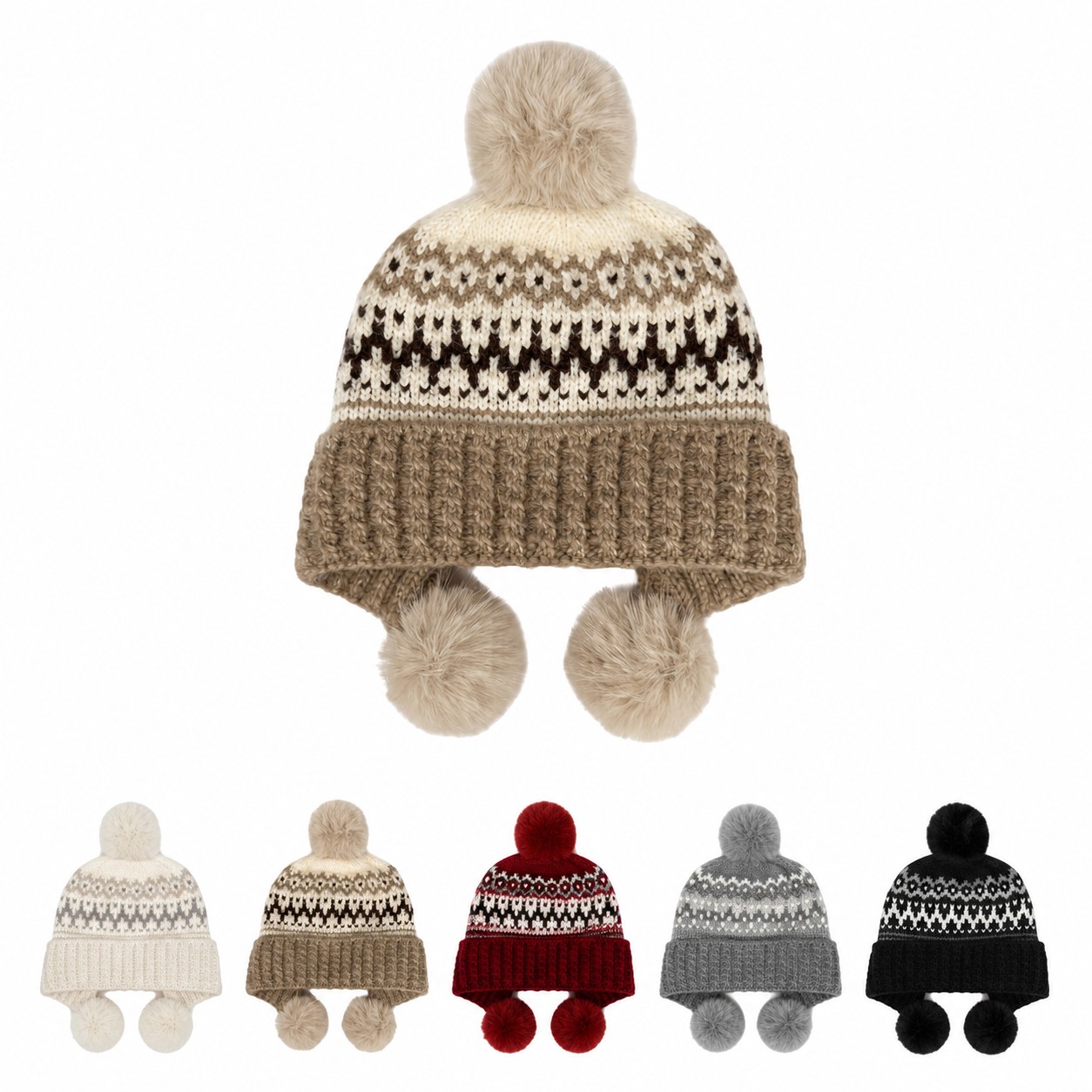 Fair Isle Wool Blend Earflap Beanie