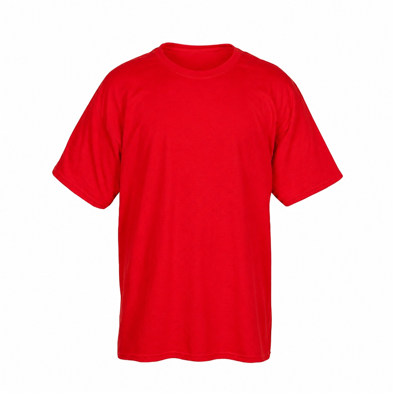 Cotton-Polyester Blend Crewneck T-Shirt — Red