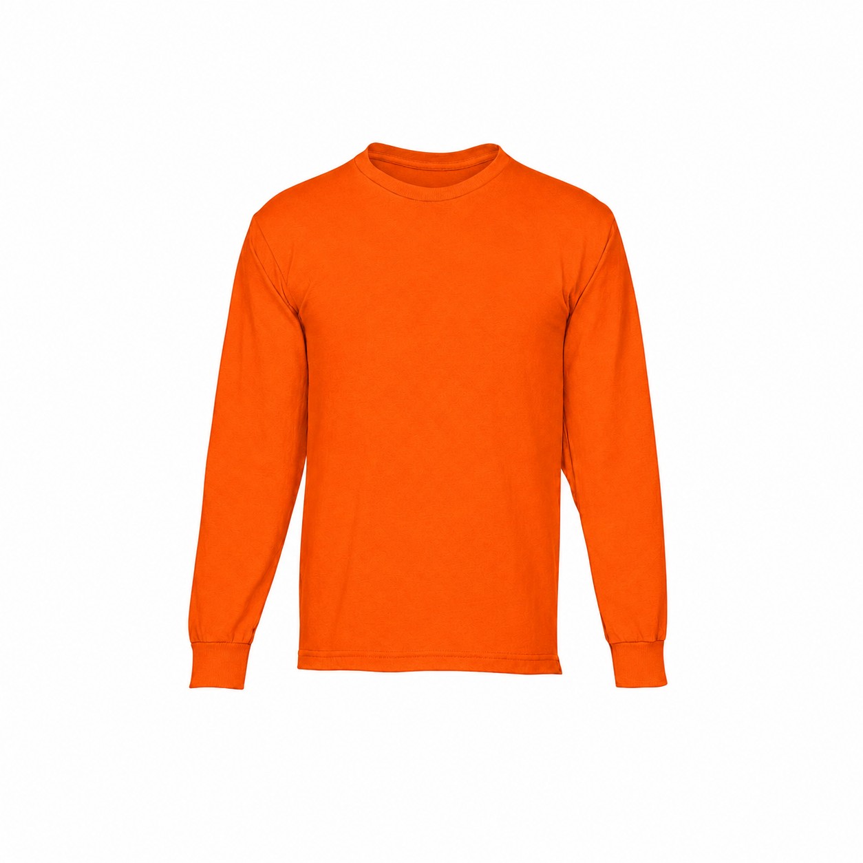Cotton Long Sleeve T-Shirt With Reinforced Hem — Orange