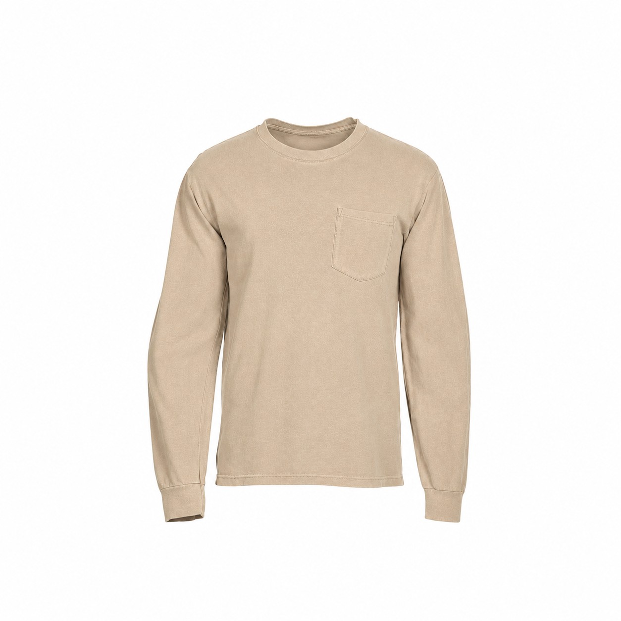 Ringspun Cotton Pocket Long Sleeve Shirt — Beige
