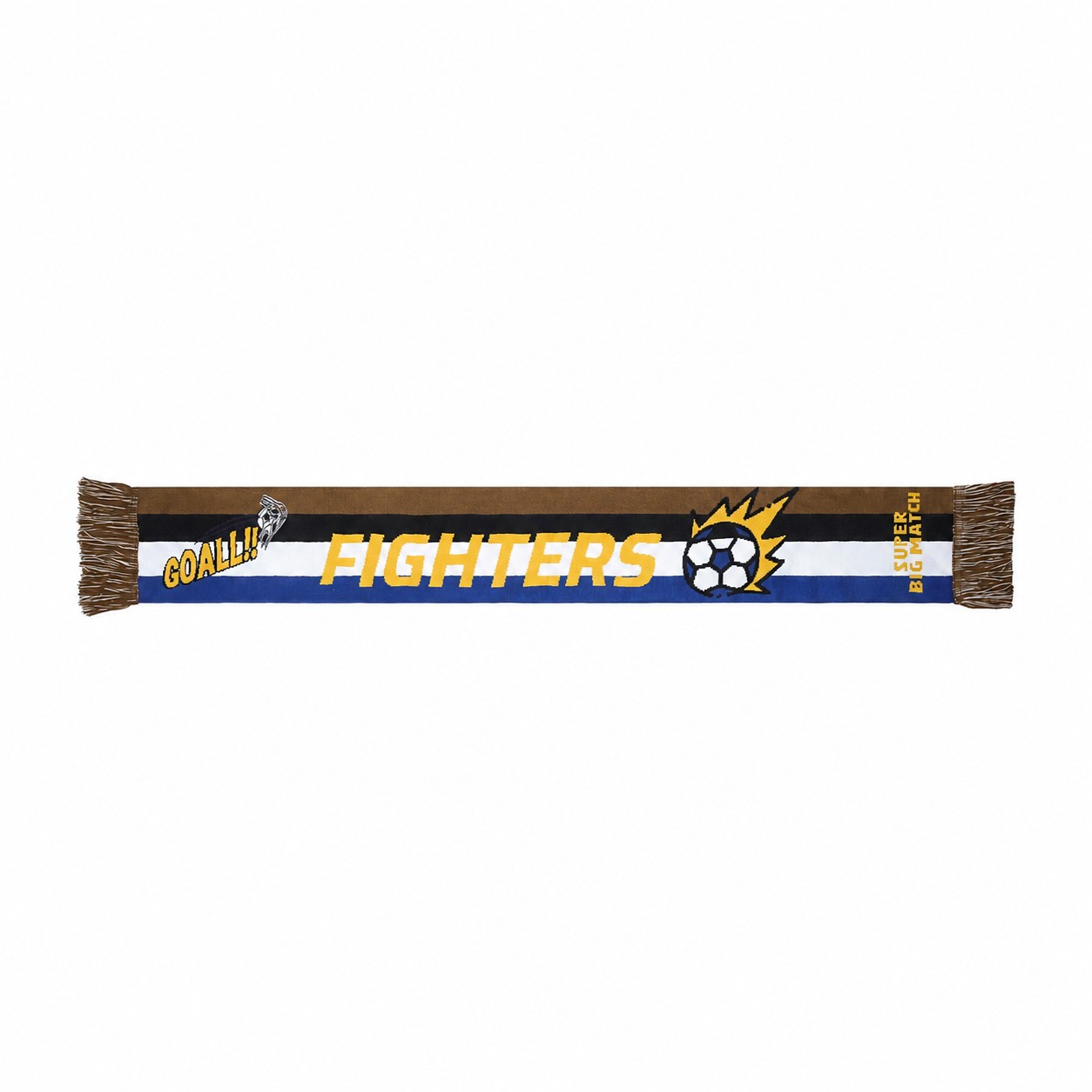 Jacquard Knit Soccer Scarf — Brown