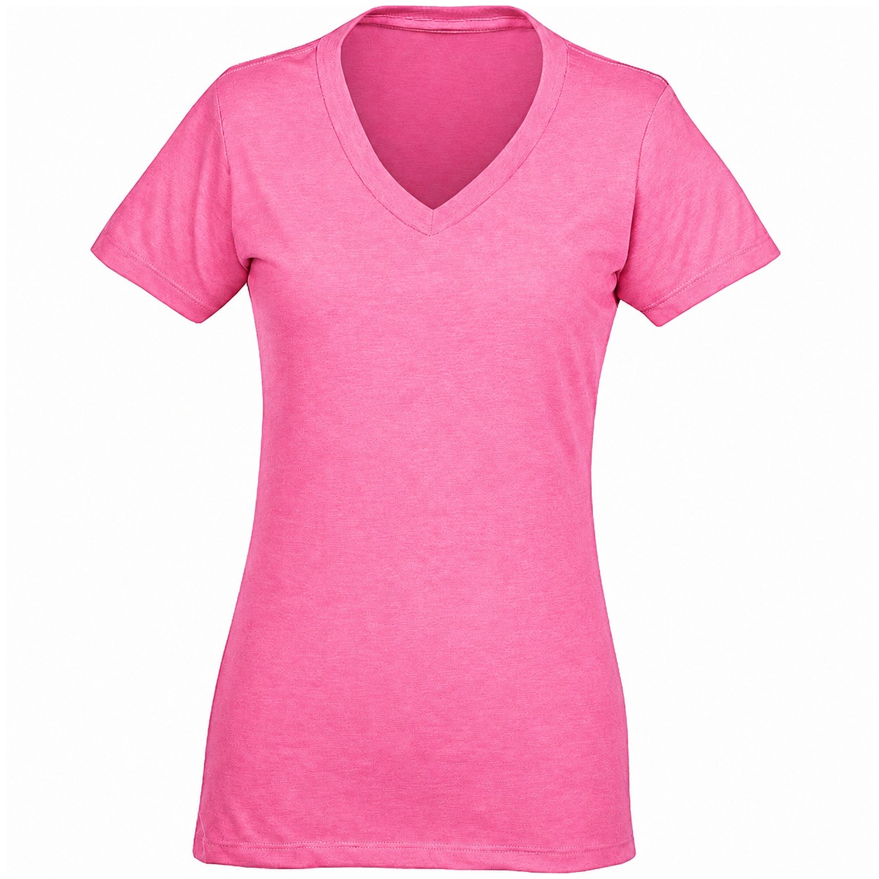 Ladies V Neck Cotton Polyester Tee — Pink