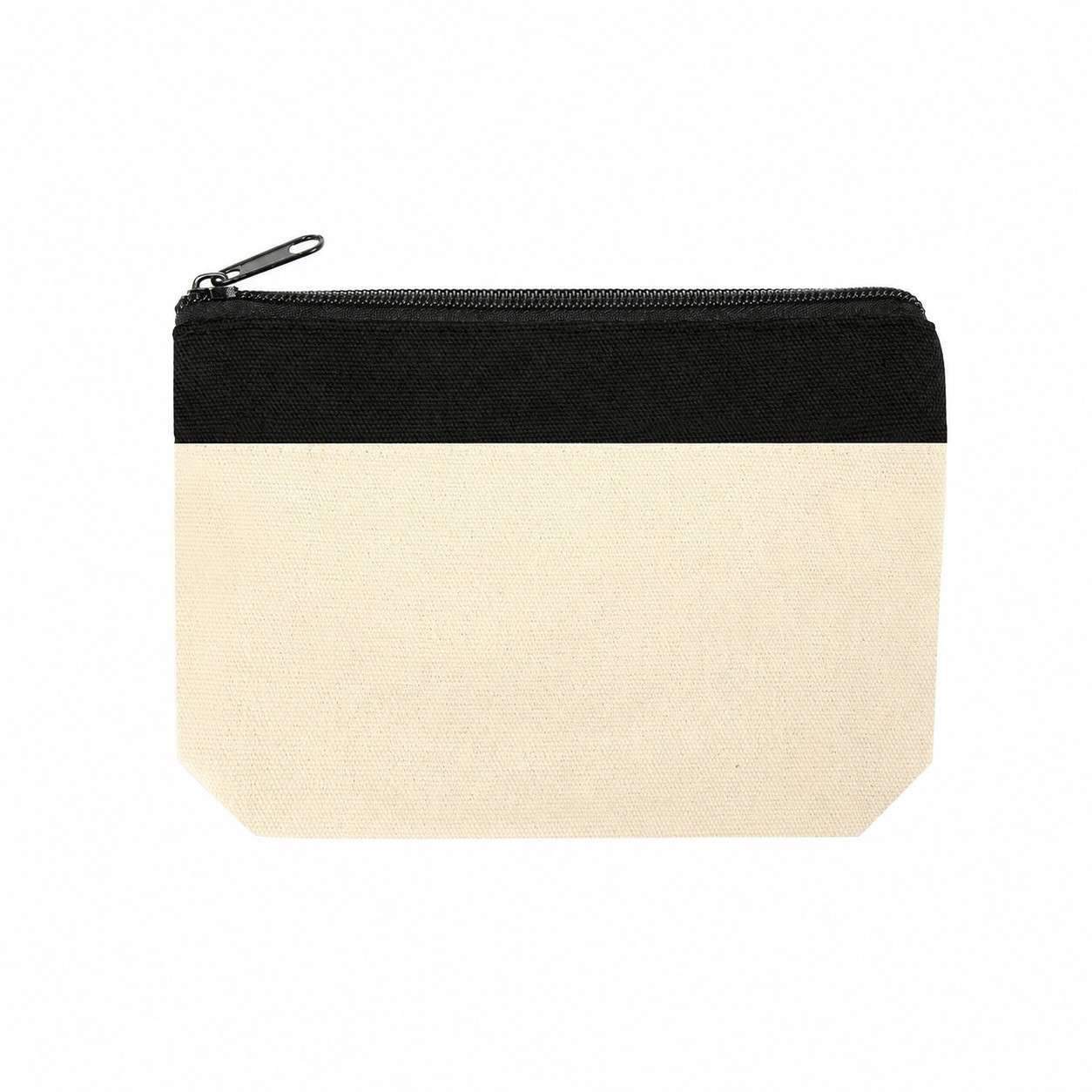 Cotton Canvas Zipper Pouch — Black