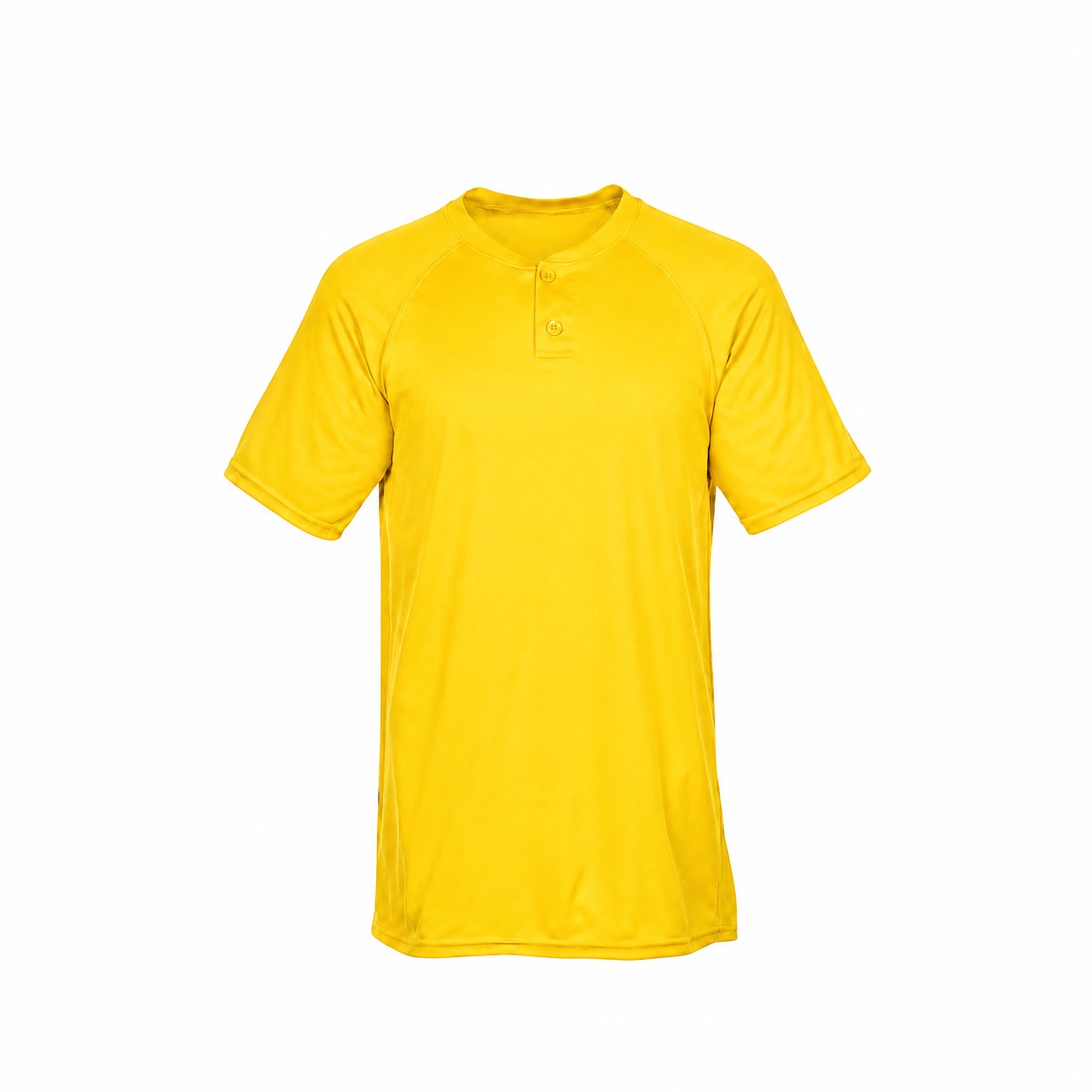 Polyester Two Button Baseball Jersey — Yellow