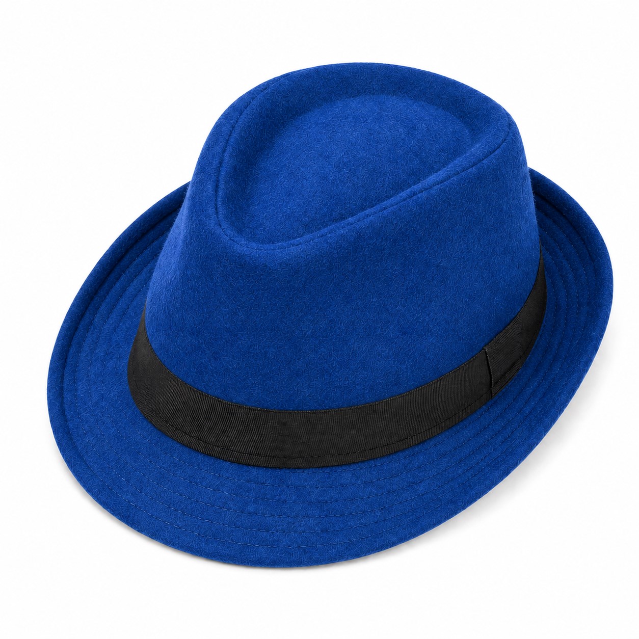 Wool Felt Trilby Fedora Hat — Blue