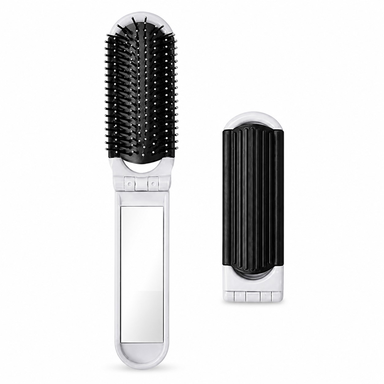 Foldable Plastic Hair Brush And Mirror — view 2
