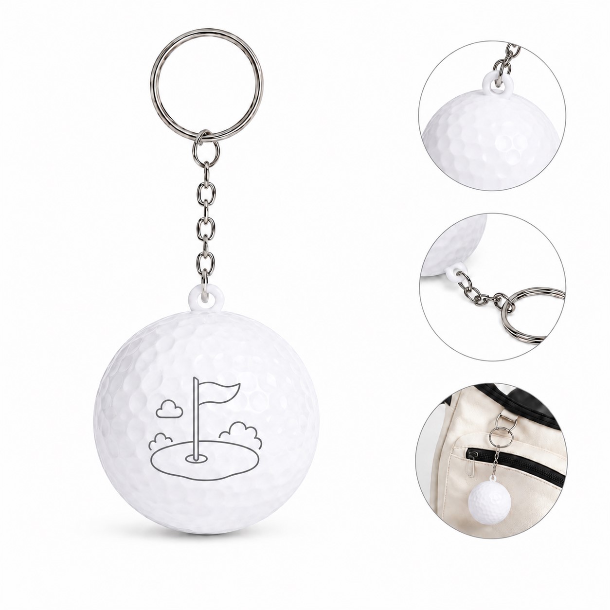 Polyester Foam Golf Ball Key Fob