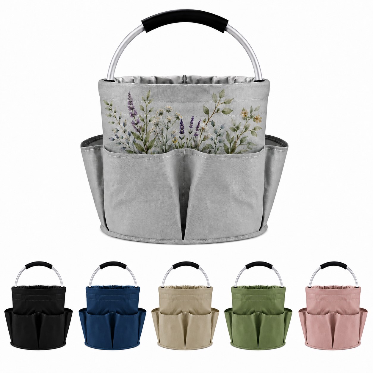 Open Top Polyester Tool Basket With Exterior Pockets