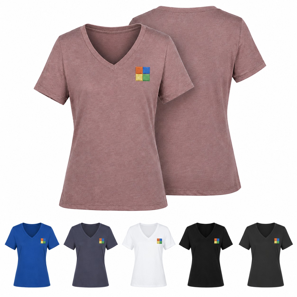 Ladies Heather Blend V Neck Tee