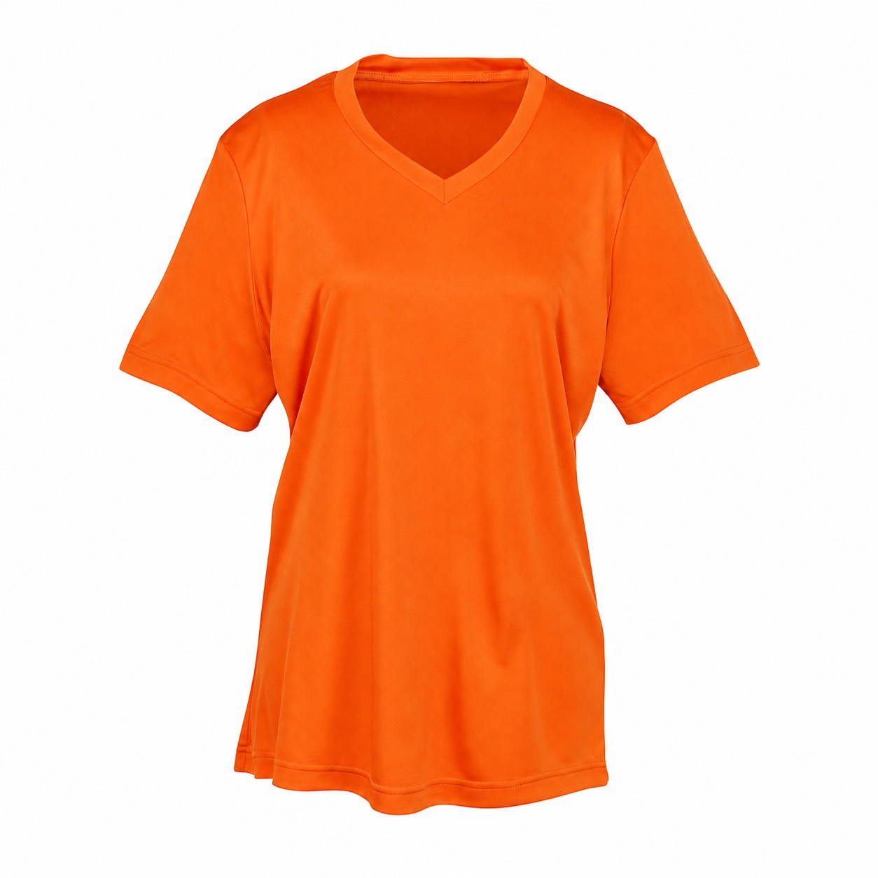Ladies Polyester V Neck Shirt — Orange