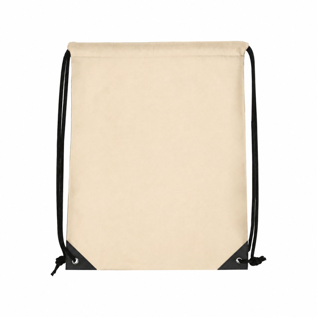 Metal Grommets Polyester Drawstring Bag — Natural Beige