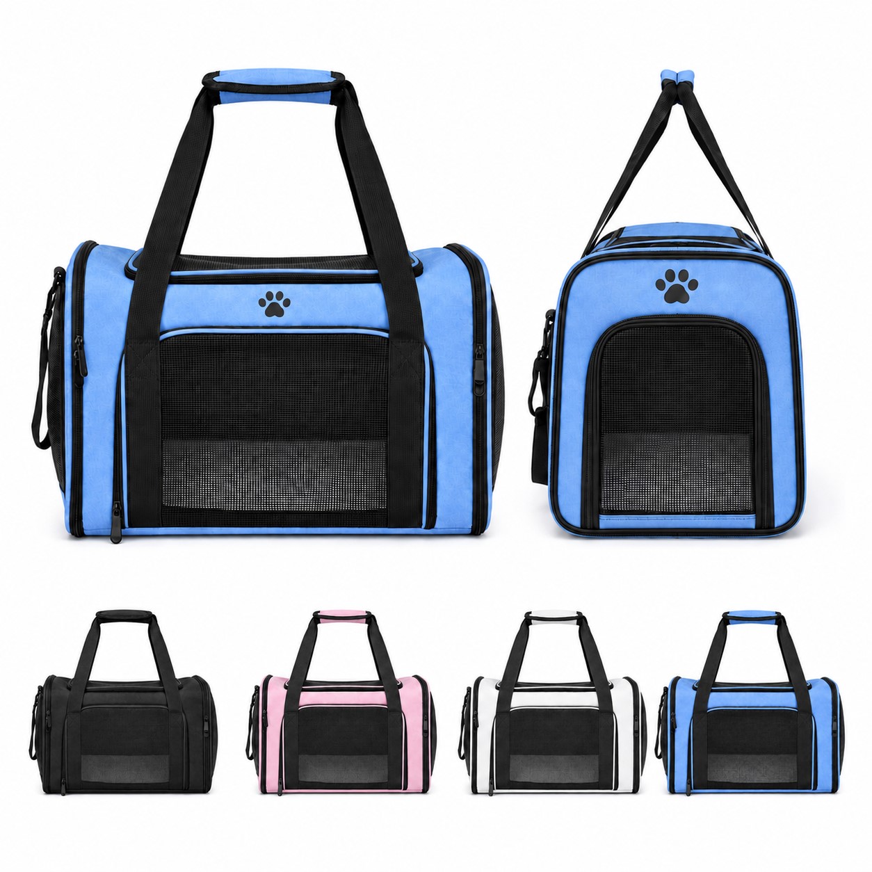 Pet Carrier With Four Sided Mesh Panels