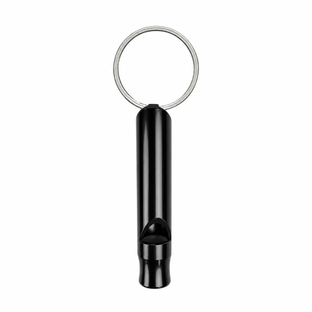 Key Ring Aluminum Signal Whistle — Black