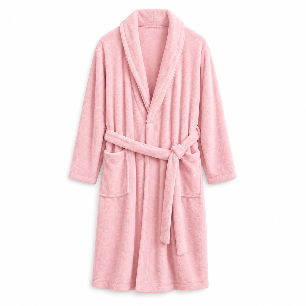 Shawl Collar Fleece Bathrobe — Pink