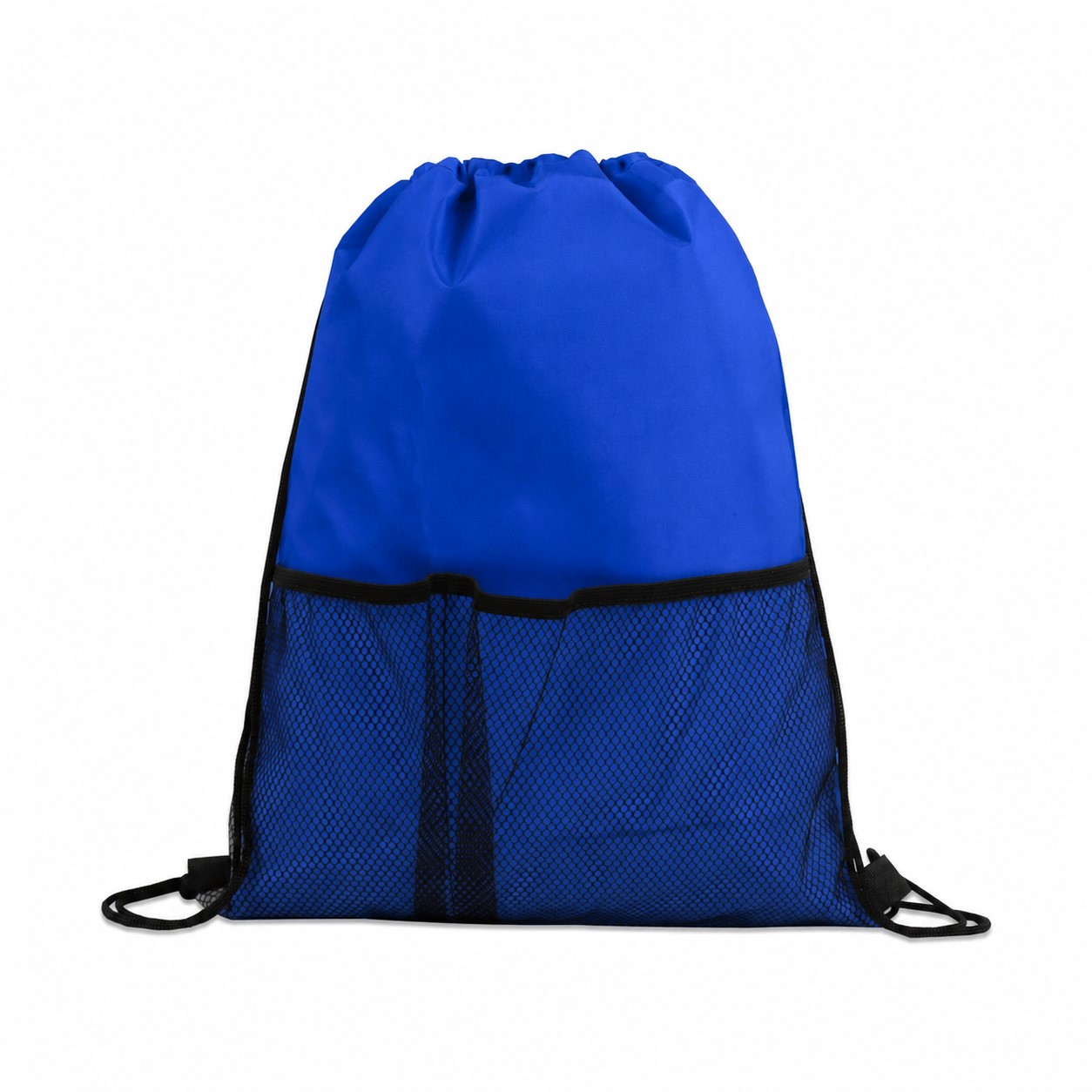 Mesh Pocket Drawstring Backpack — Royal Blue