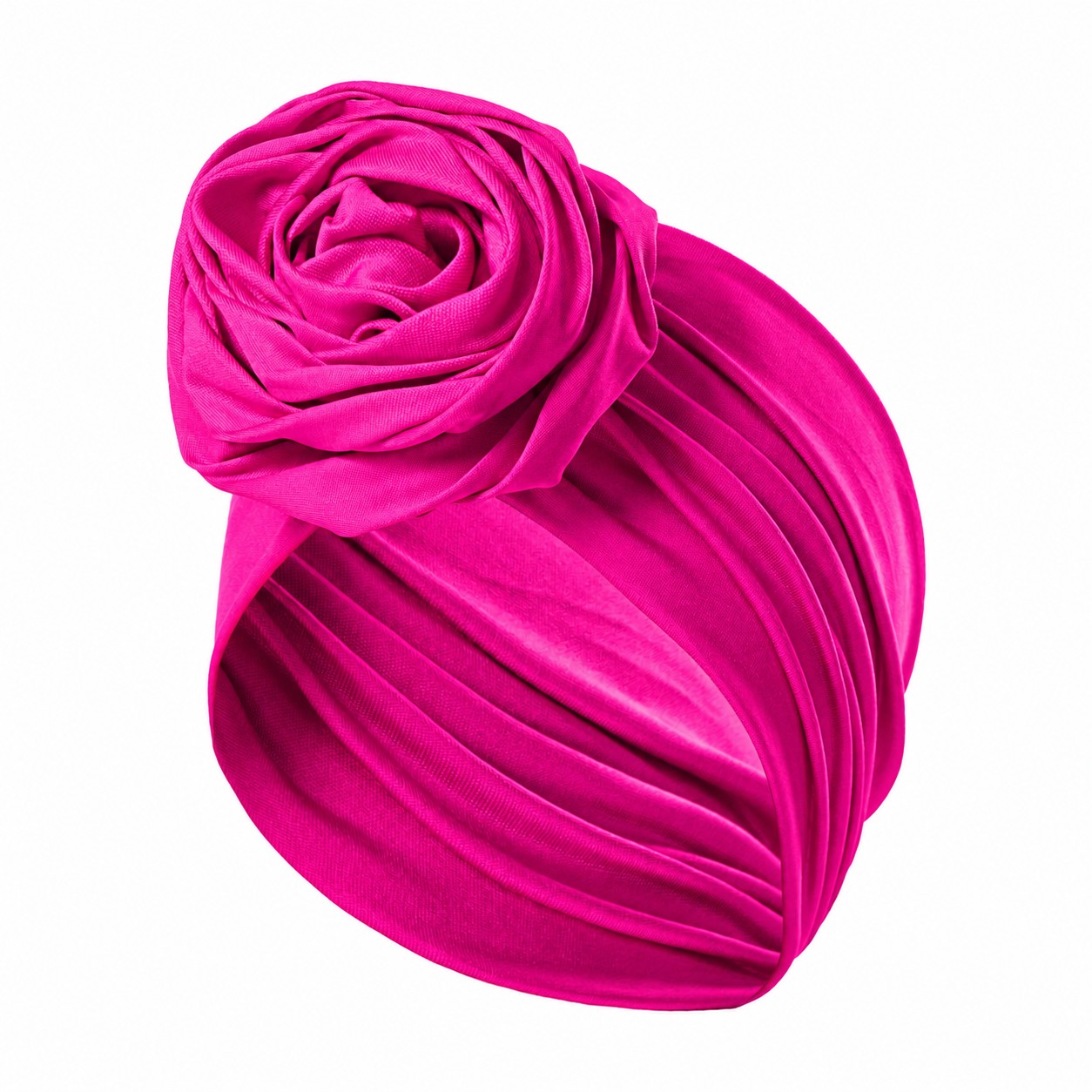 Polyester Rose Turban Headwrap Hat — Fuchsia Pink