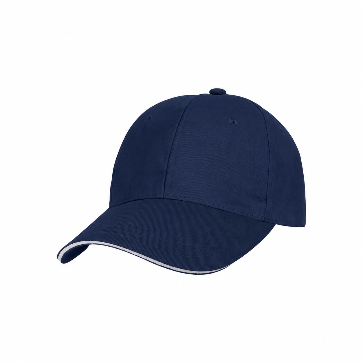 Cotton Twill Front Cap with Ventilation Eyelets — Navy Blue