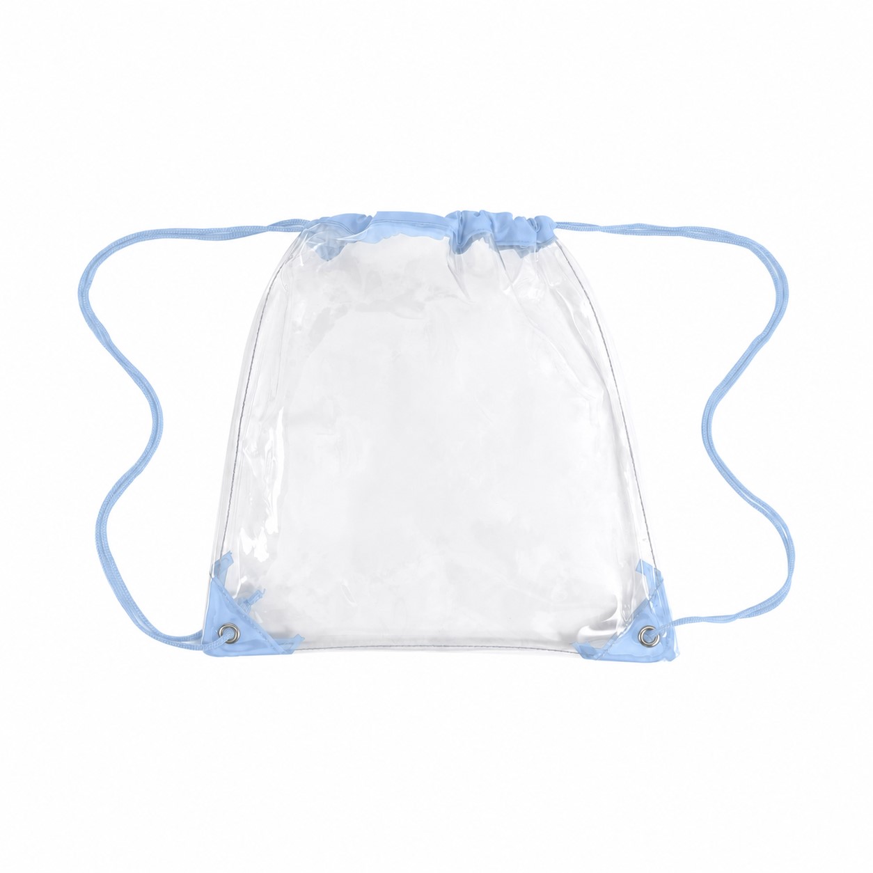 PVC And 210D Polyester Clear Drawstring Bag — Light Blue